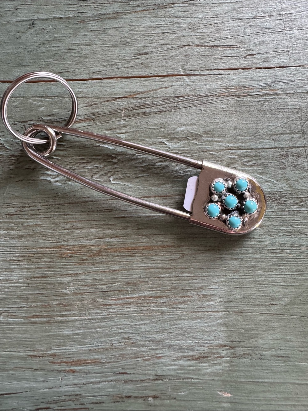 Linda Yazzie Turquoise Safety Pin Keychain
